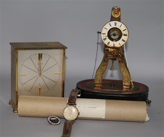 A skeleton clock and Garrard clock